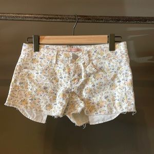 Fire Los Angeles low rise floral denim shorts